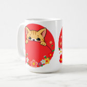 鮮やかな色の可愛いキャラクター猫 コーヒーマグカップ (正面左)