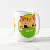 鮮やかな色の可愛いキャラクター猫 コーヒーマグカップ (正面右)