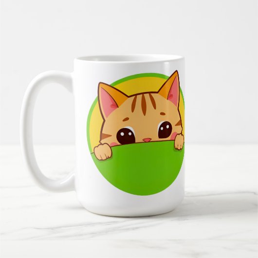 鮮やかな色の可愛いキャラクター猫 コーヒーマグカップ (左)