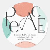 鮮やかな色の平和な返送先住所ラベル ラウンドシール (正面)