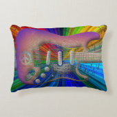 鮮やかな色の平和ギターのアクセントの枕 アクセントクッション (正面)