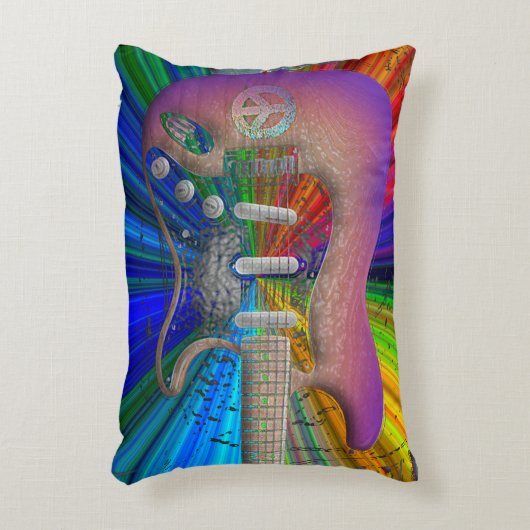 鮮やかな色の平和ギターのアクセントの枕 アクセントクッション (正面(垂直))