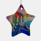 鮮やかな色の平和ギター-星 セラミックオーナメント (右)