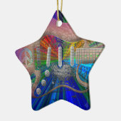 鮮やかな色の平和ギター-星 セラミックオーナメント (左)