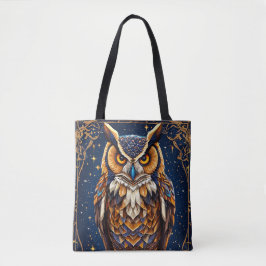 鮮やかな色の幾何学的なフクロウ トートバッグ