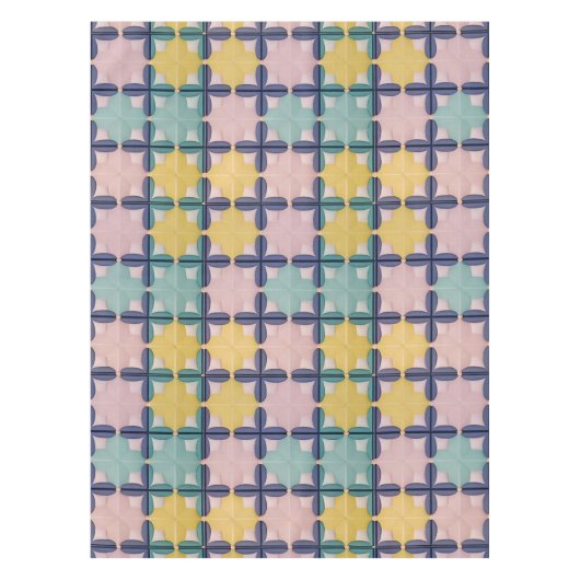 鮮やかな色の幾何学的パターン テーブルクロス (正面)