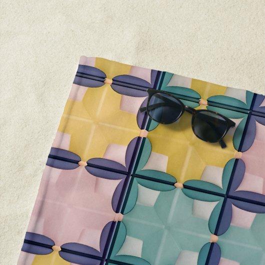 鮮やかな色の幾何学的パターン ビーチタオル (インサイチュ)