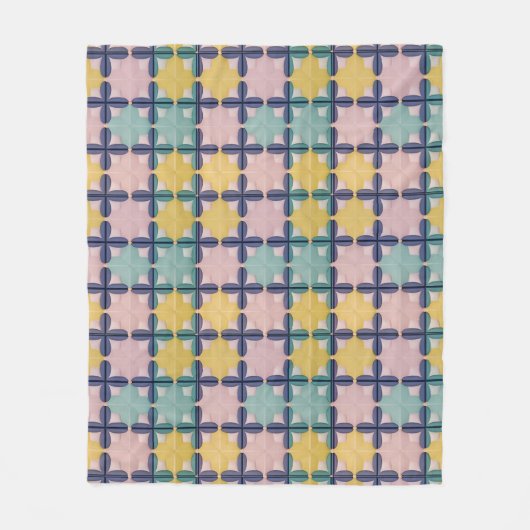 鮮やかな色の幾何学的パターン フリースブランケット (正面)