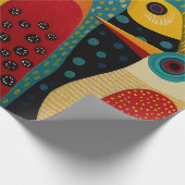 鮮やかな色の想像上の鳥と質感 ラッピングペーパー (角)