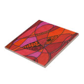 鮮やかな色の抽象芸術を赤みがかったオレンジ色バイオレット タイル (側面)