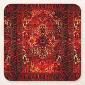 鮮やかな色の東洋のじゅうたんデザイン スクエアペーパーコースター (正面)
