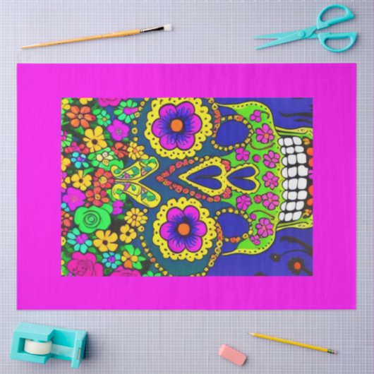 鮮やかな色の死んだお祝いの日 薄葉紙 (クラフト)