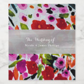 鮮やかな色の水彩花イラスト ワインラベル (シングルラベル)