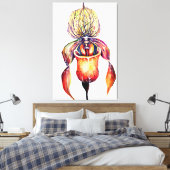 鮮やかな色の水色のパピオペディラムラン キャンバスプリント (インサイチュ (寝室))