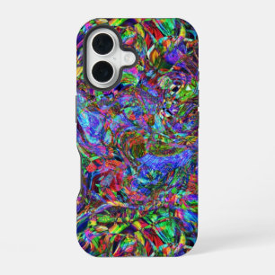 鮮やかな色の流れる抽象芸術 iPhone 16ケース