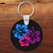 鮮やかな色の熱帯性ハイビスカスの花 キーホルダー (正面)