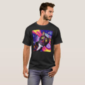 鮮やかな色の猫 可愛い子猫 Tシャツ (正面フル)