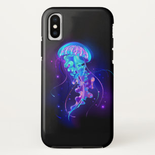 鮮やかな色の発光するクラゲ iPhone X ケース