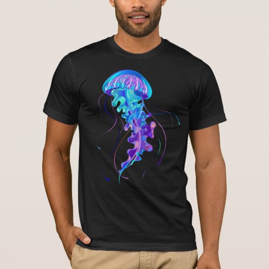 鮮やかな色の発光するクラゲ Tシャツ (正面)
