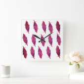 鮮やかな色の羽の正方形の壁時計 スクエア壁時計 (ホーム)