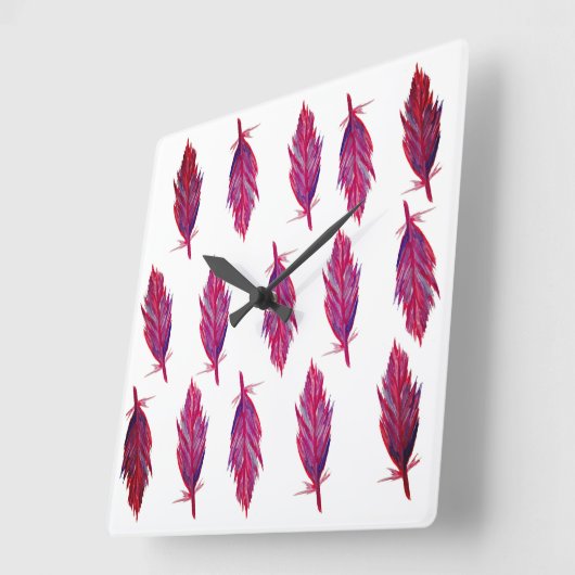 鮮やかな色の羽の正方形の壁時計 スクエア壁時計 (傾斜)