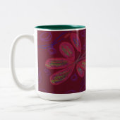 鮮やかな色の花が描かれたツートンカラーのコーヒーマグ ツートーンマグカップ (左)