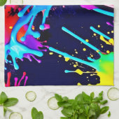 鮮やかな色の電気の飛び散り キッチンタオル (折り畳み)