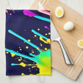 鮮やかな色の電気の飛び散り キッチンタオル (四つ折り)