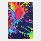 鮮やかな色の電気の飛び散り キッチンタオル (縦)