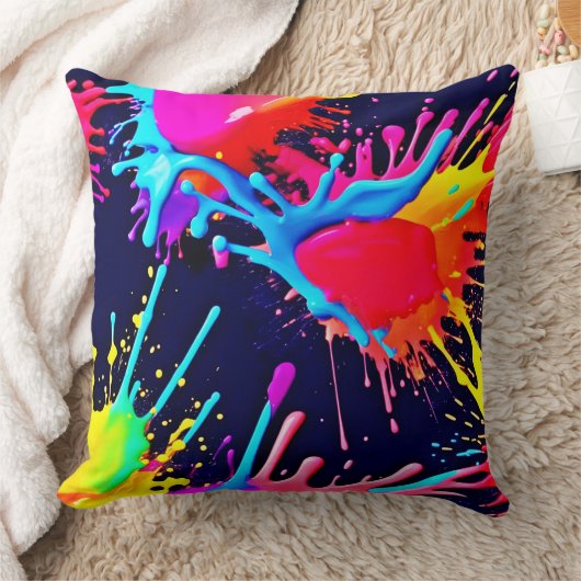 鮮やかな色の電気の飛び散り クッション (ブランケット)