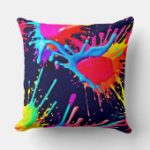 鮮やかな色の電気の飛び散り クッション (正面)