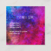 鮮やかな色の（ばちゃばちゃ）跳ねるピンクパープルターコイズ スクエア名刺 (裏面)
