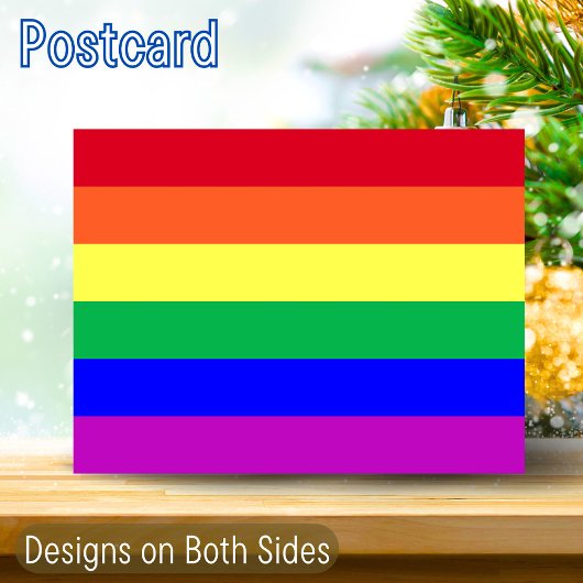鮮やかな色のLGBTQ+レインボーフラッグ 両面デザイン ポストカード
