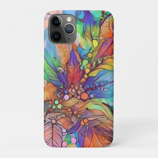 鮮やかな色使いのシュールな葉の絡みアート iPhone 11 PROケース