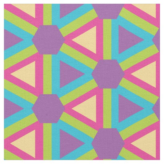 鮮やかな色使いの幾何学的な三角形 ファブリック (クローズアップ)