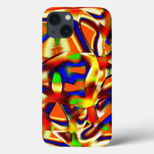 鮮やかな色合いが印象的。オレンジと青が対立する iPhone 13ケース