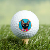 鮮やかな色合いのスタイリッシュな猫の肖像画 ゴルフボール (インサイチュ 木)