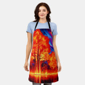 鮮やかな色彩で燃え立つ森 エプロン (着用した状態)