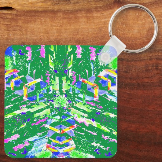 鮮やかな色彩で魅力的なデジタルアート キーホルダー (裏面)