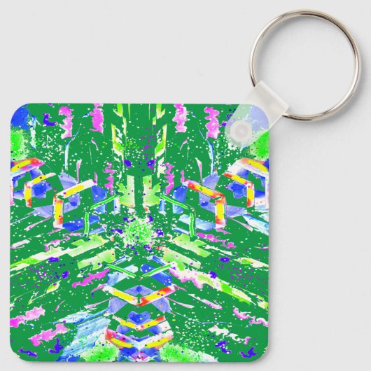 鮮やかな色彩で魅力的なデジタルアート キーホルダー (裏面)