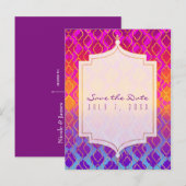鮮やかな色彩のアラビアンモロッコングラム セーブ・ザ・デート 案内ポストカード (正面/裏面)