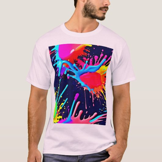 鮮やかな色彩のエレクトリックスプラッシュ Tシャツ (正面)