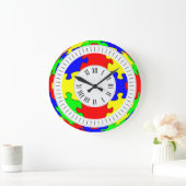 鮮やかな色彩のジグソーパズルアート、時間と分 ラージ壁時計 (ホーム)