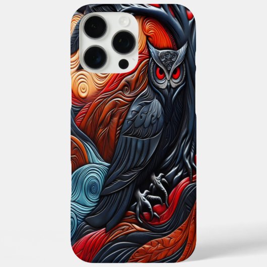 鮮やかな色彩のフクロウとシュールな風景 Case-Mate iPhoneケース (裏面)