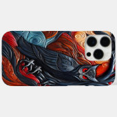 鮮やかな色彩のフクロウとシュールな風景 Case-Mate iPhoneケース (裏面 (横))