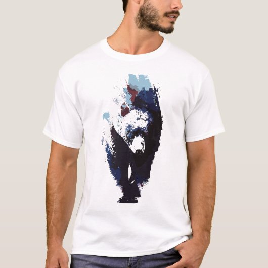 鮮やかな色彩の抽象的なグリズリーベア Tシャツ (正面)