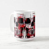鮮やかな色彩の抽象的なドクロ コーヒーマグカップ (正面左)