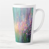 鮮やかな色彩の抽象的な花の絵画 カフェラテマグ (右)