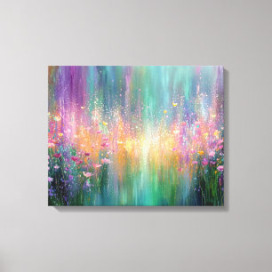 鮮やかな色彩の抽象的な花の絵画 キャンバスプリント