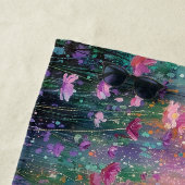 鮮やかな色彩の抽象的な花の絵画 ビーチタオル (インサイチュ)